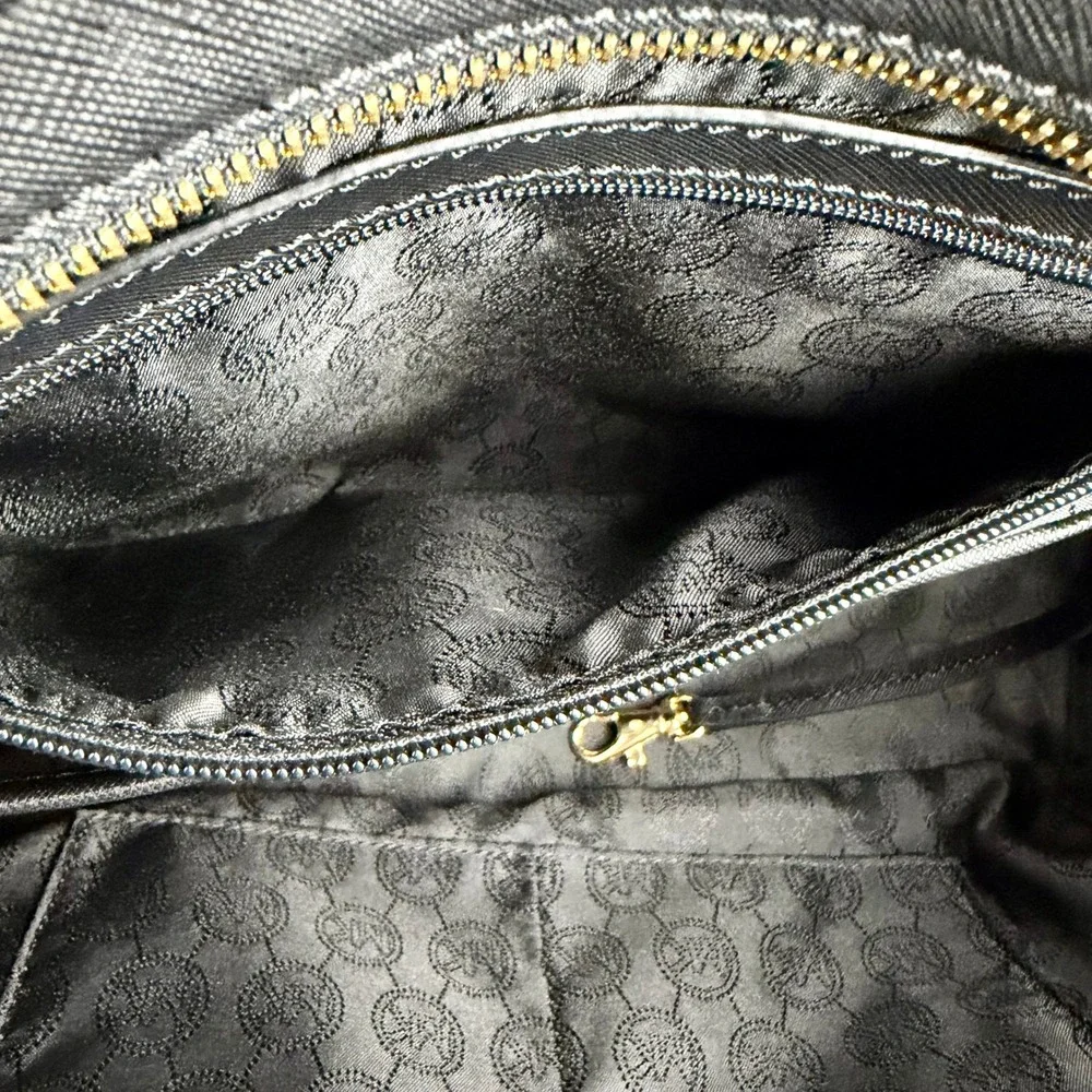Michael Kors Selma Black Saffiano Leather Satchel Crossbody Bag Gold Hardware